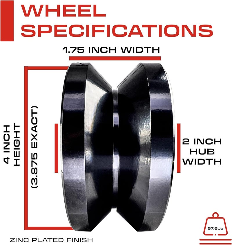 Sidco Supply 4 Inch V-Groove Wheel - Solid Steel - Heavy Duty - Inverted V Shape Wheel for Slide Gates with Bolt V Groove - Image 4